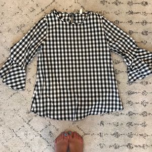 Gingham top with bell sleeves